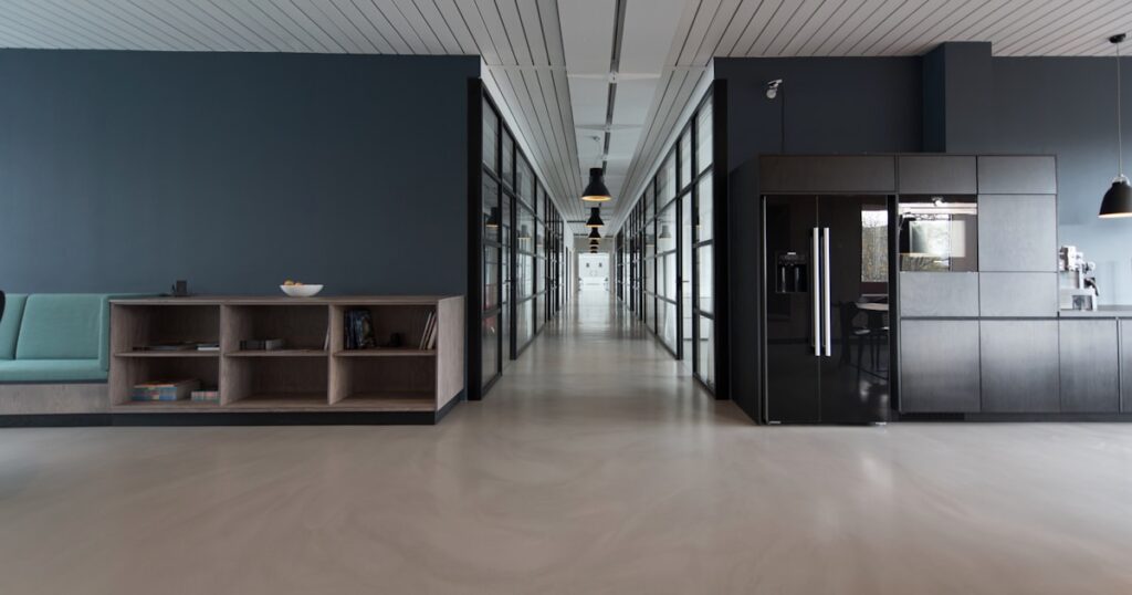 Professional commercial cleaning team servicing a Bridgeport CT office