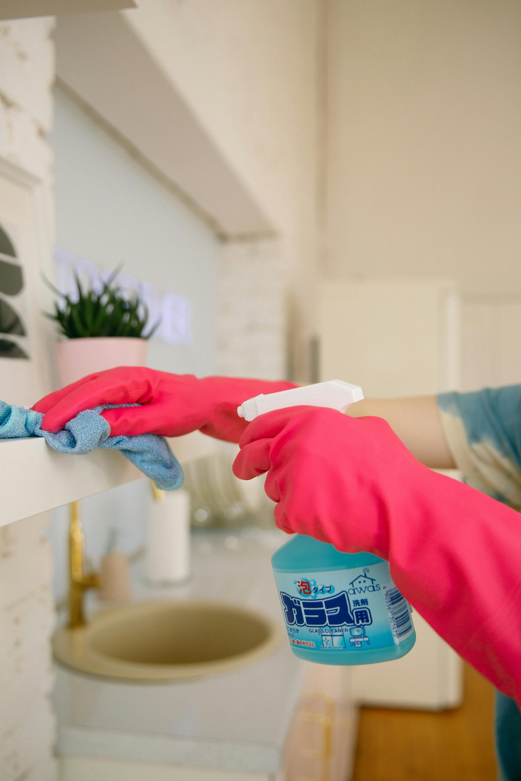 Airbnb cleaning service in the Poconos resetting a vacation rental living room